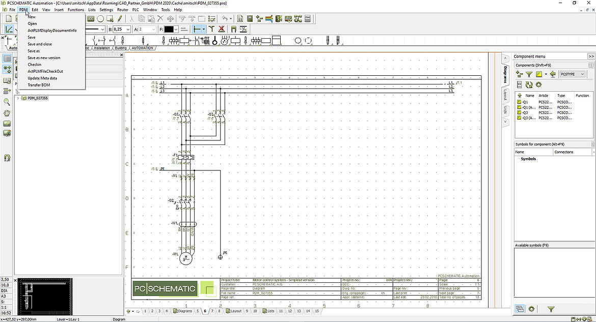 PDM Studio can be integrated with PC|Automation from PC|SCHEMATIC and Smap3D Electrical