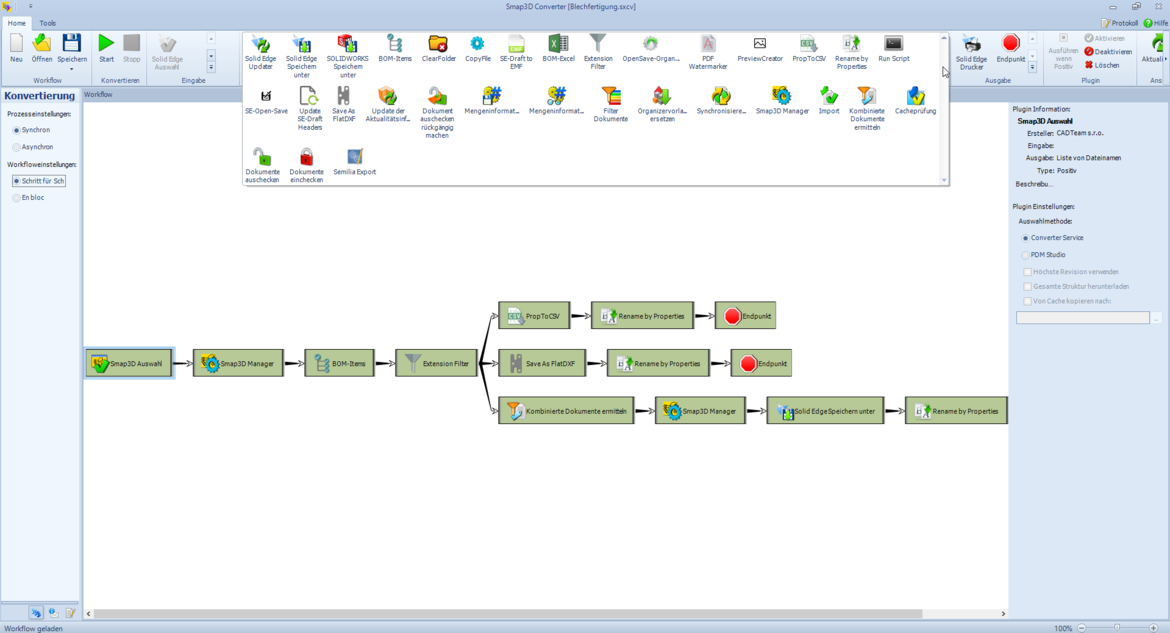 Darstellung eines Prozessablaufs des Automation Client in PDM Studio