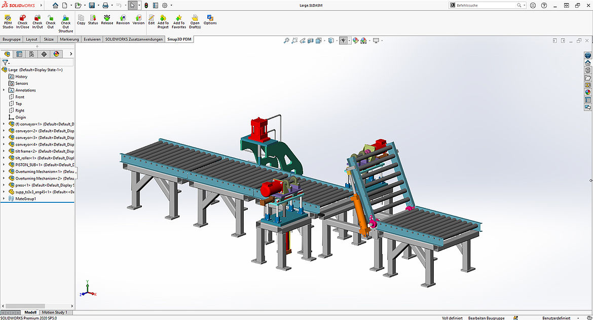 PDM Studio lässt sich direkt in die Bedienoberfläche der 3D CAD Software SOLIDWORKS integrieren.