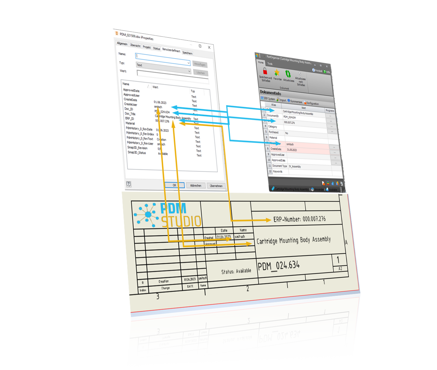 PDM Studio - Synchronisierte Informationen mit Inventor CAD