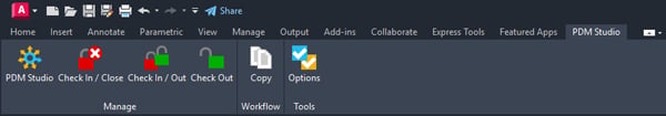 PDM Studio Integration in AutoCAD CAD